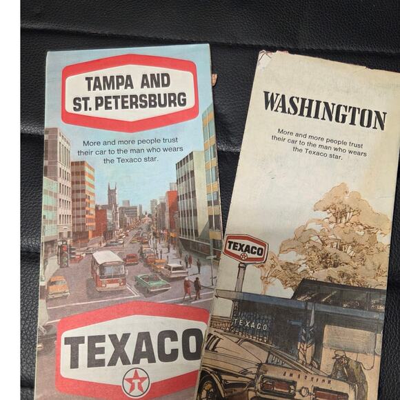 VTG Texaco Maps Lot Tampa & St Petersburg + Washington 1960s-70s Travel Ephemera - Picture 1 of 4